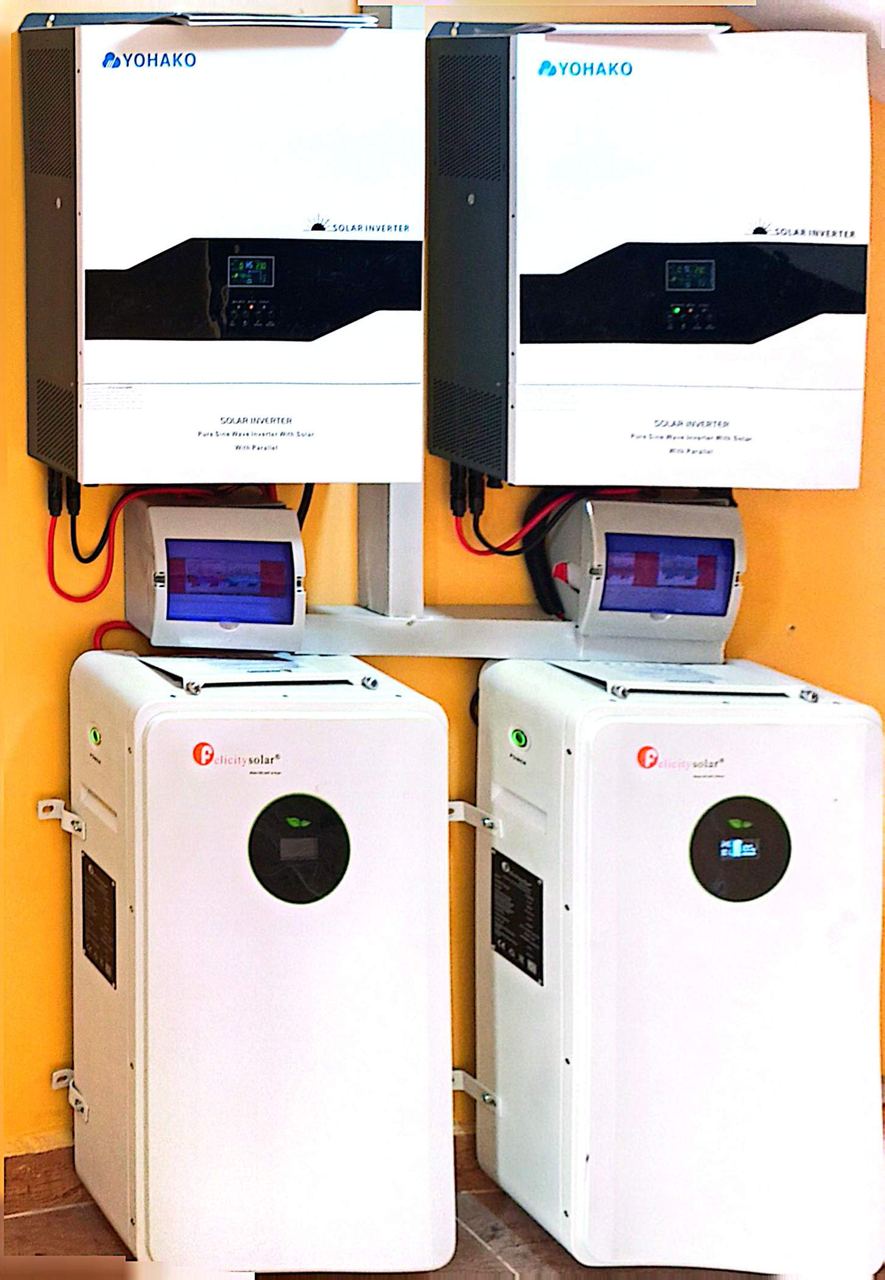 Inverter with floor-mounted battery system