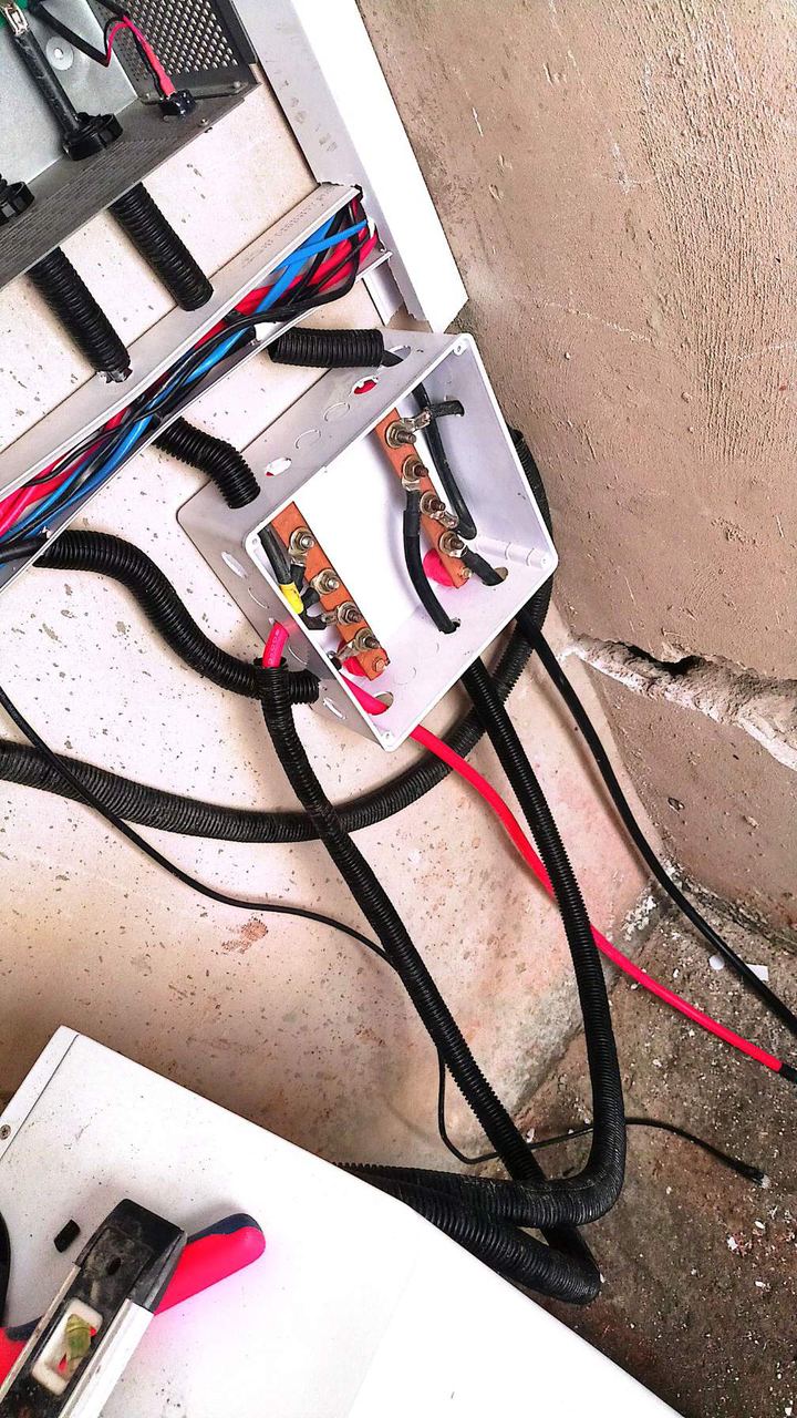Distribution board wiring close-up
