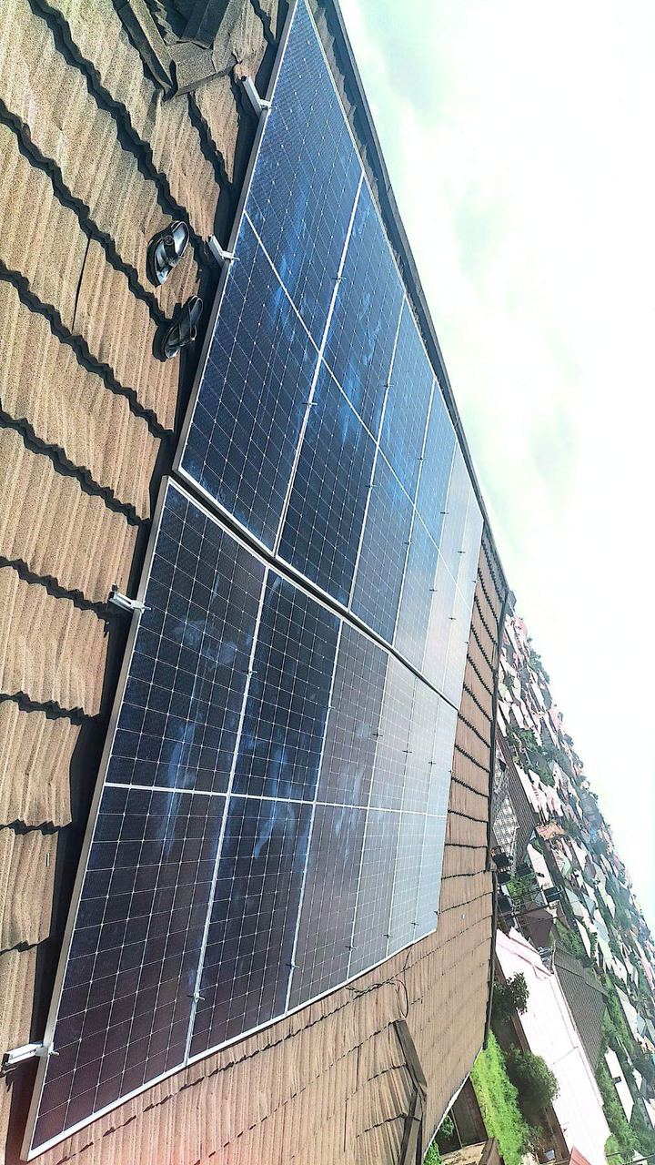 Solar array on a tiled residential roof