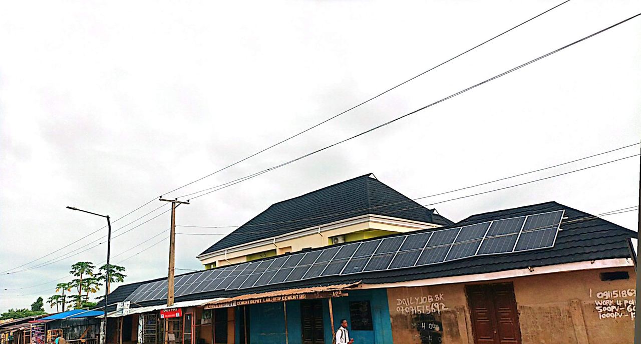 Solar panels installed along a long residential roof